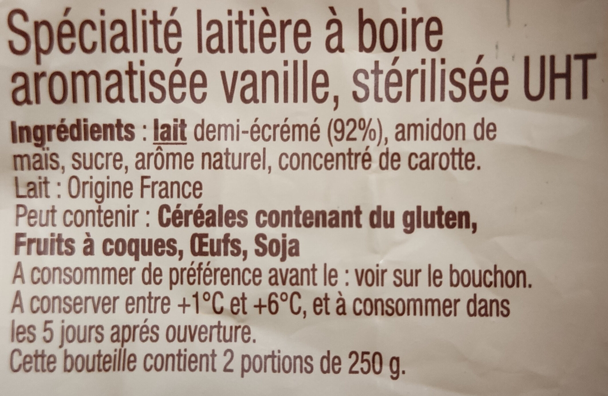 Milk Shake vanille - Ingredients - fr