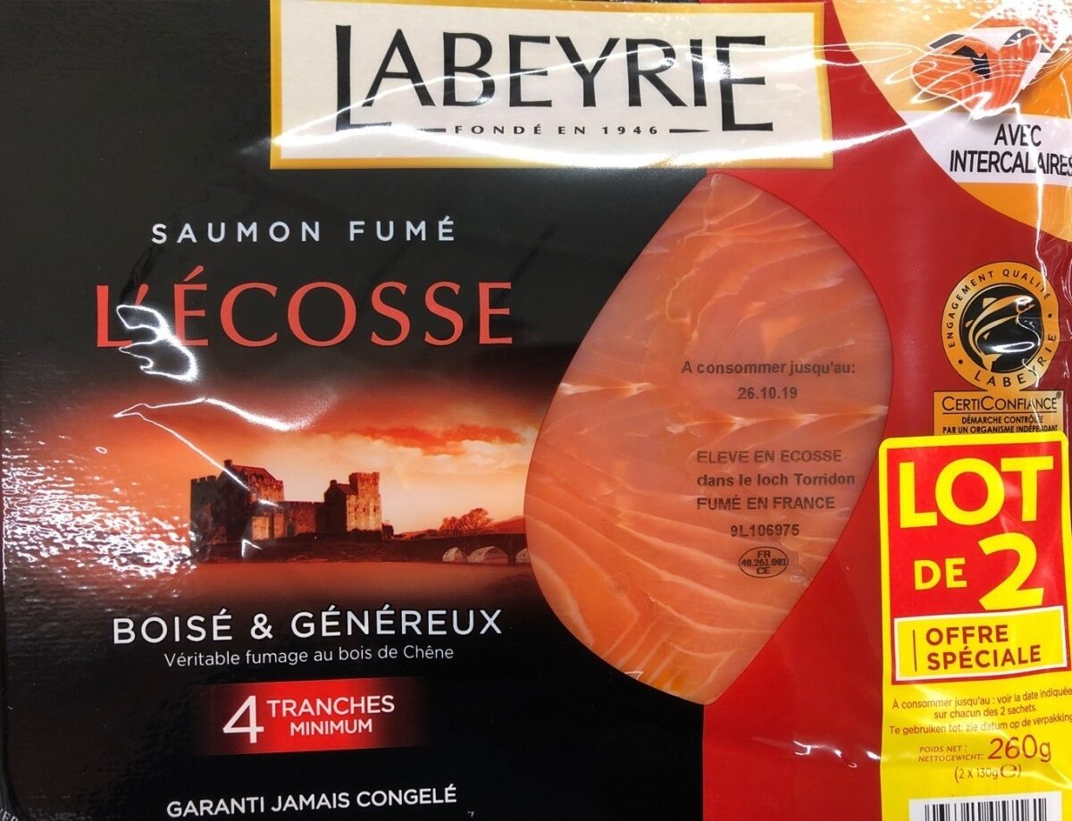 Saumon fumé - L'Ecosse - Labeyrie - 260 g (2 x 130 g)