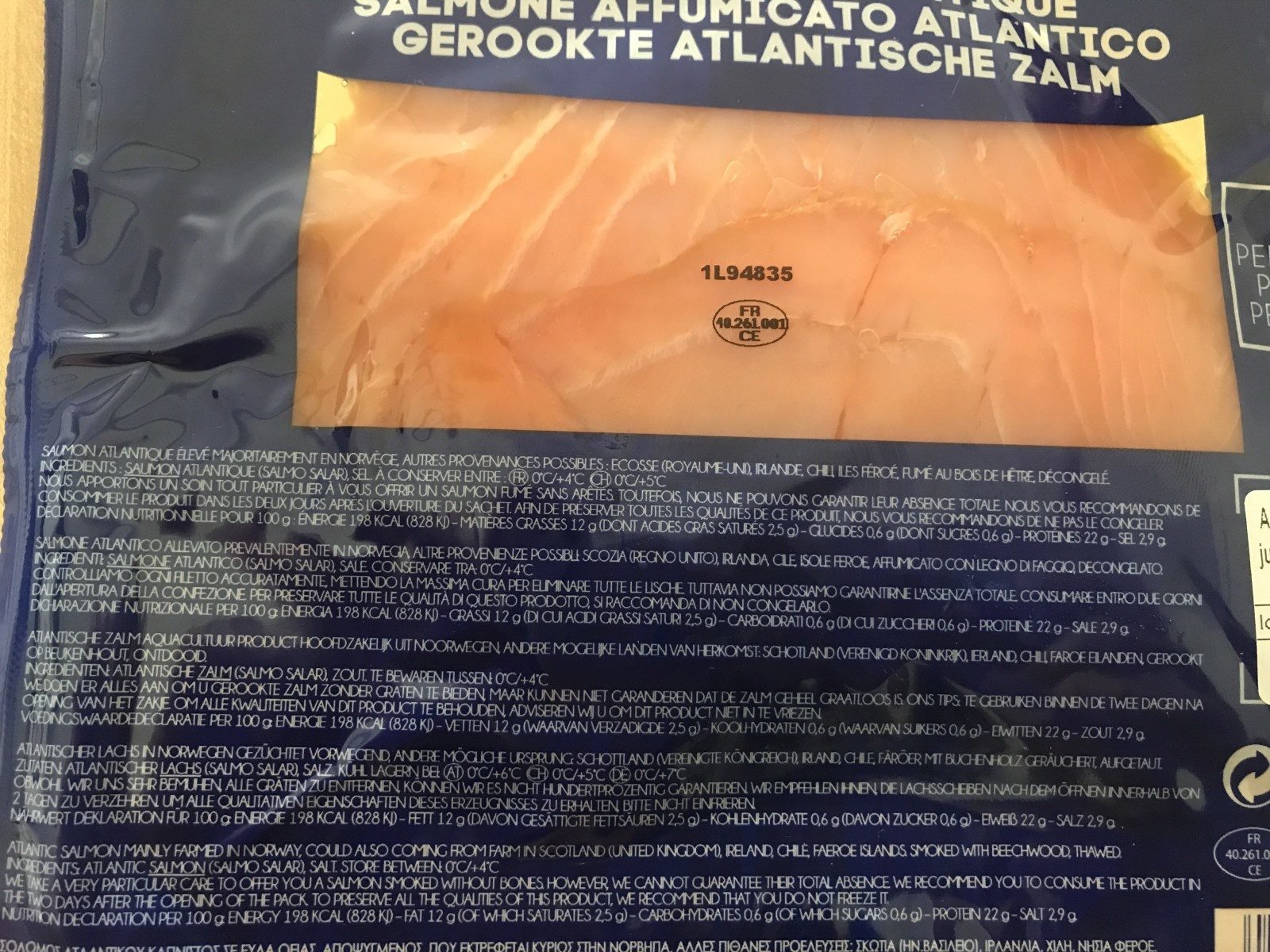 Saumon Fumée Atlantique 100 Gr - Ingredients - fr