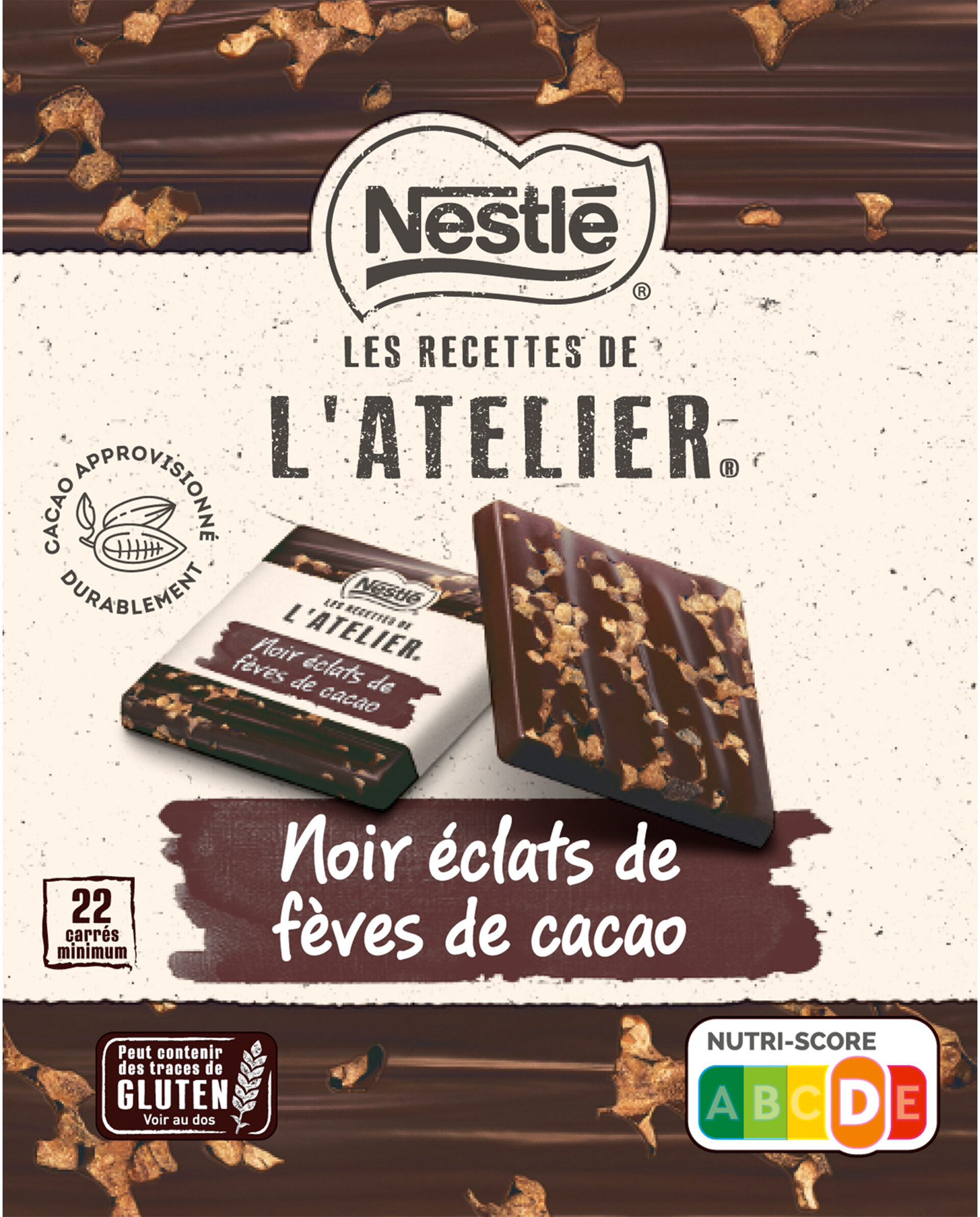 NESTLE LES RECETTES DE L'ATELIER - Carrés dégustation Chocolat noir éclats cacao - 192g - Prodotto - fr