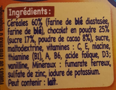BABICAO céréales infantiles - Ingredients - fr