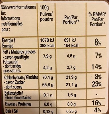 Le Chocolat - Valori nutrizionali - fr