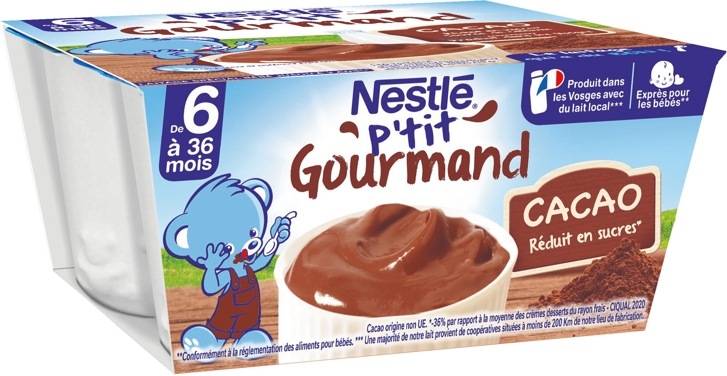 NESTLE P'TIT GOURMAND Cacao - 4 x 100g - Dès 6 mois - Product - fr