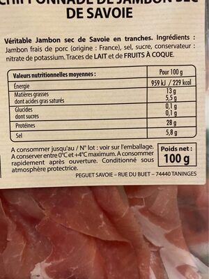 Chiffonnade jambon sec de Savoie nature - Product - fr