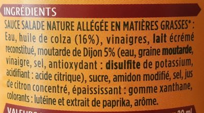 Sauce salade légère nature à la moutarde de dijon - Zutaten - fr