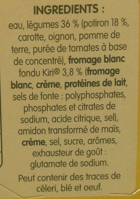 Doux Plaisir Potiron et Kiri - Ingredients - fr