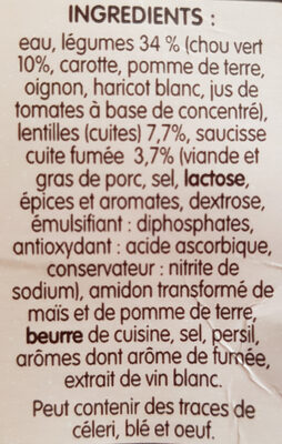 Soupe à la Campagnarde Lentilles et Saucisse fumée - Ingredientes - fr