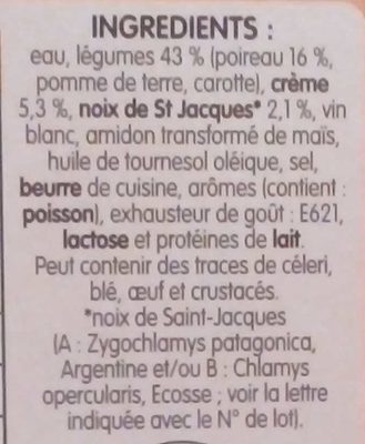 Fondue de Poireaux aux St Jacques - Ingrediënten - fr
