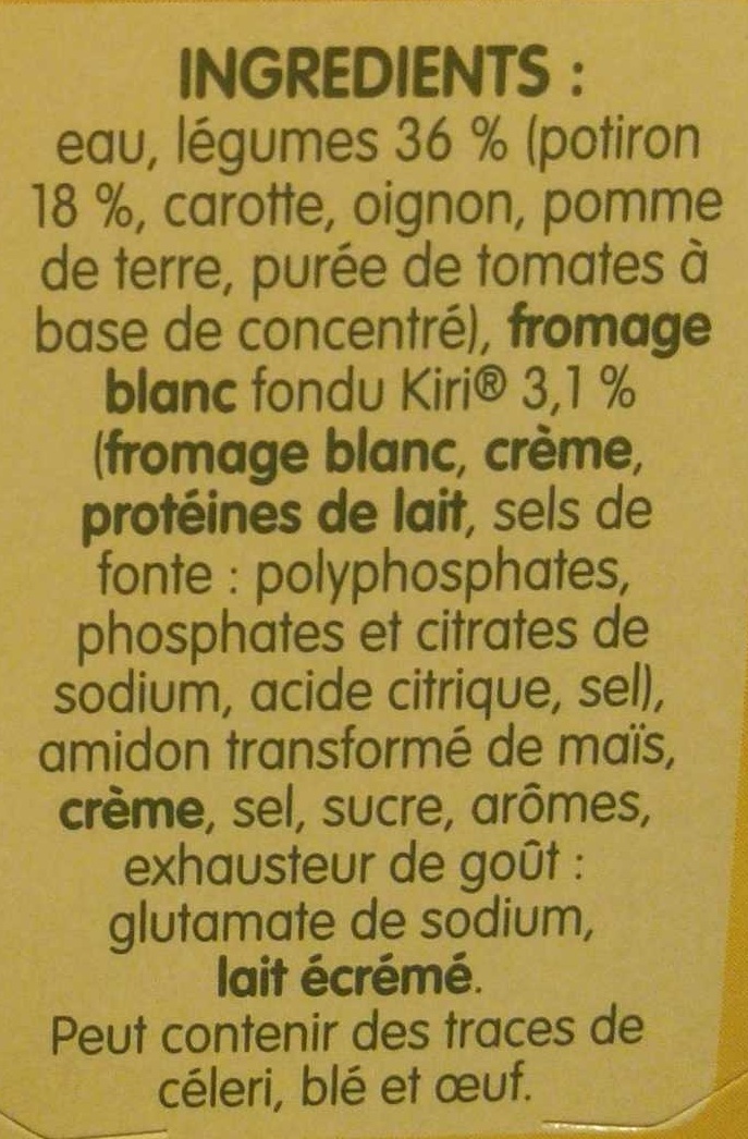 Doux Plaisir - Potiron et Kiri - Ingredients - fr