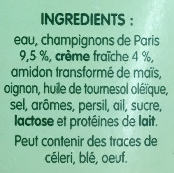 velouté de champignons - Ingredientes - fr