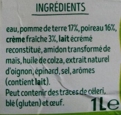 Velouté de Poireaux et Pommes de Terre - Ingredientes - fr