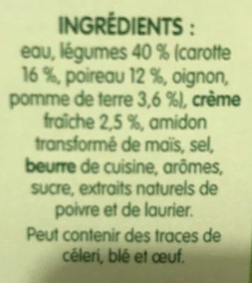 Mouliné de carottes, poireaux, pommes de terre - Ingredientes - fr