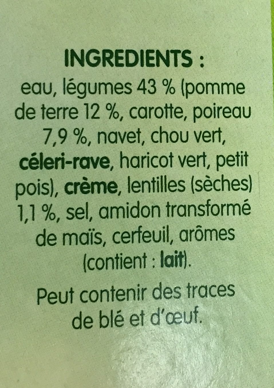 PurSoup' Mouliné de Légumes d'Hiver - Ingredientes - fr