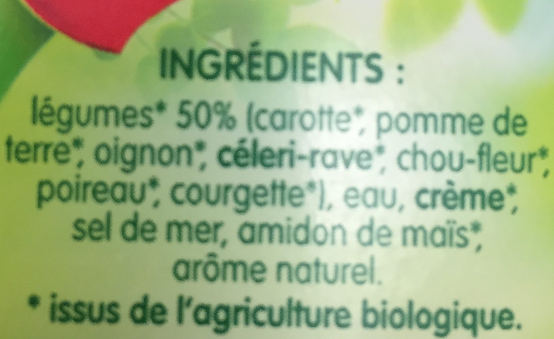Mouliné de légumes bio - Ingredientes - fr