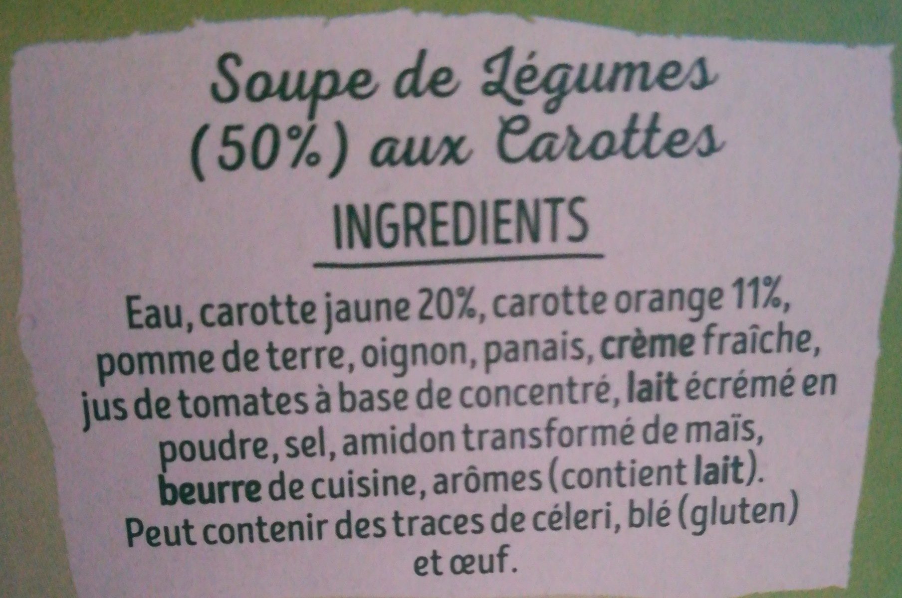 PurSoup' - Duo de Carottes Jaunes et Orange - Ingredientes - fr