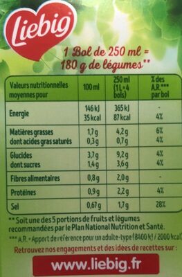 Bio Velouté de Légumes du soleil - Nutrition facts - fr