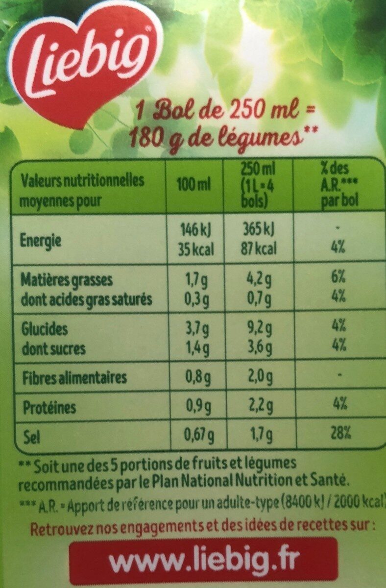 Bio Velouté de Légumes du soleil - Nutrition facts - fr