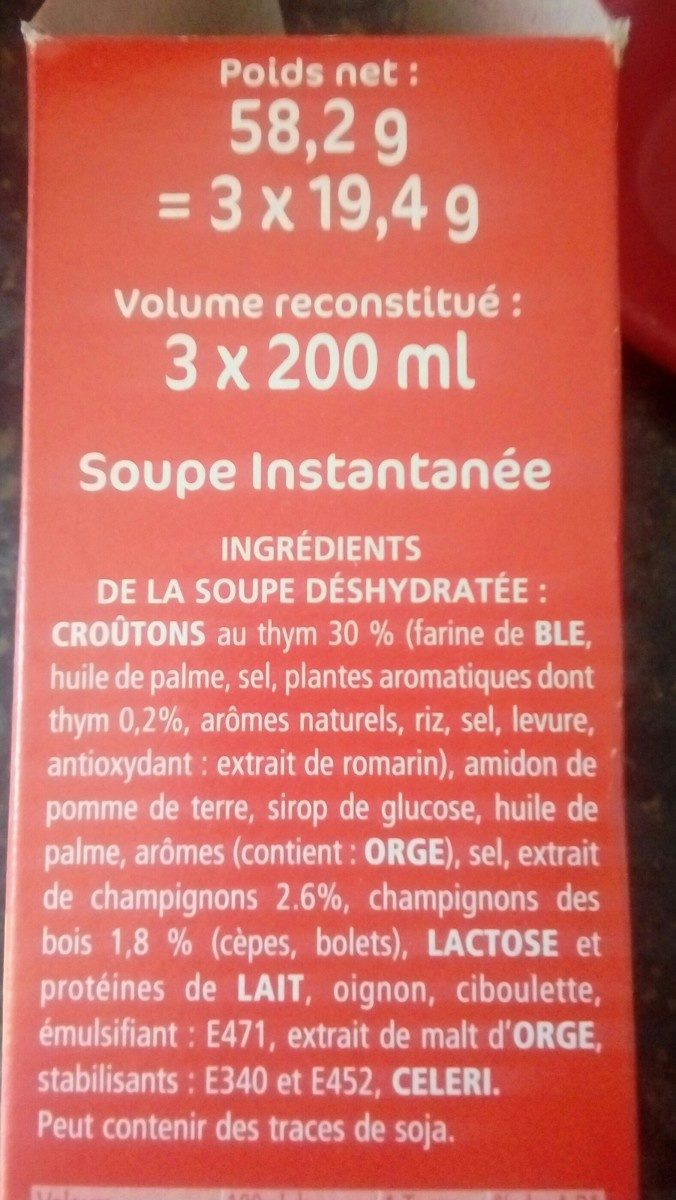 Forestière & croûtons - Ingrediënten - fr