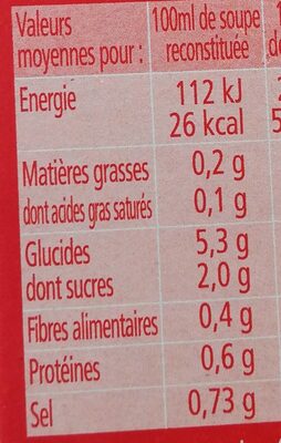 Bouillon de Tomates & Vermicelles - Voedingswaarden - fr