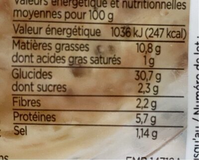 Blinis - Nutrition facts - fr