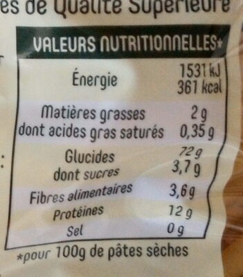 Macaroni - Nutrition facts - fr