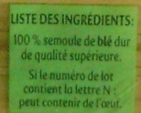 Panzani capellini 500g - Ingrédients