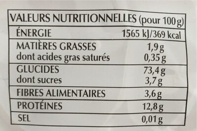 Le renard semoule moyenne kg - Nutrition facts