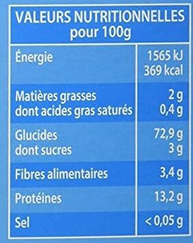 Regia couscous moyen 1kg - Näringsfakta - fr