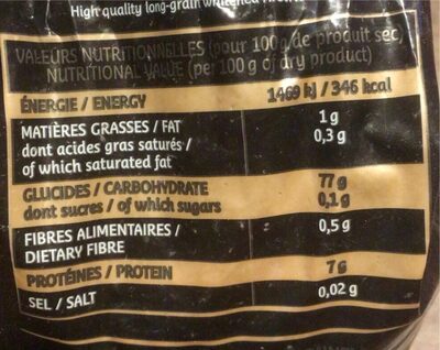 P+ riz special risotto 5kg - Nutrition facts - fr
