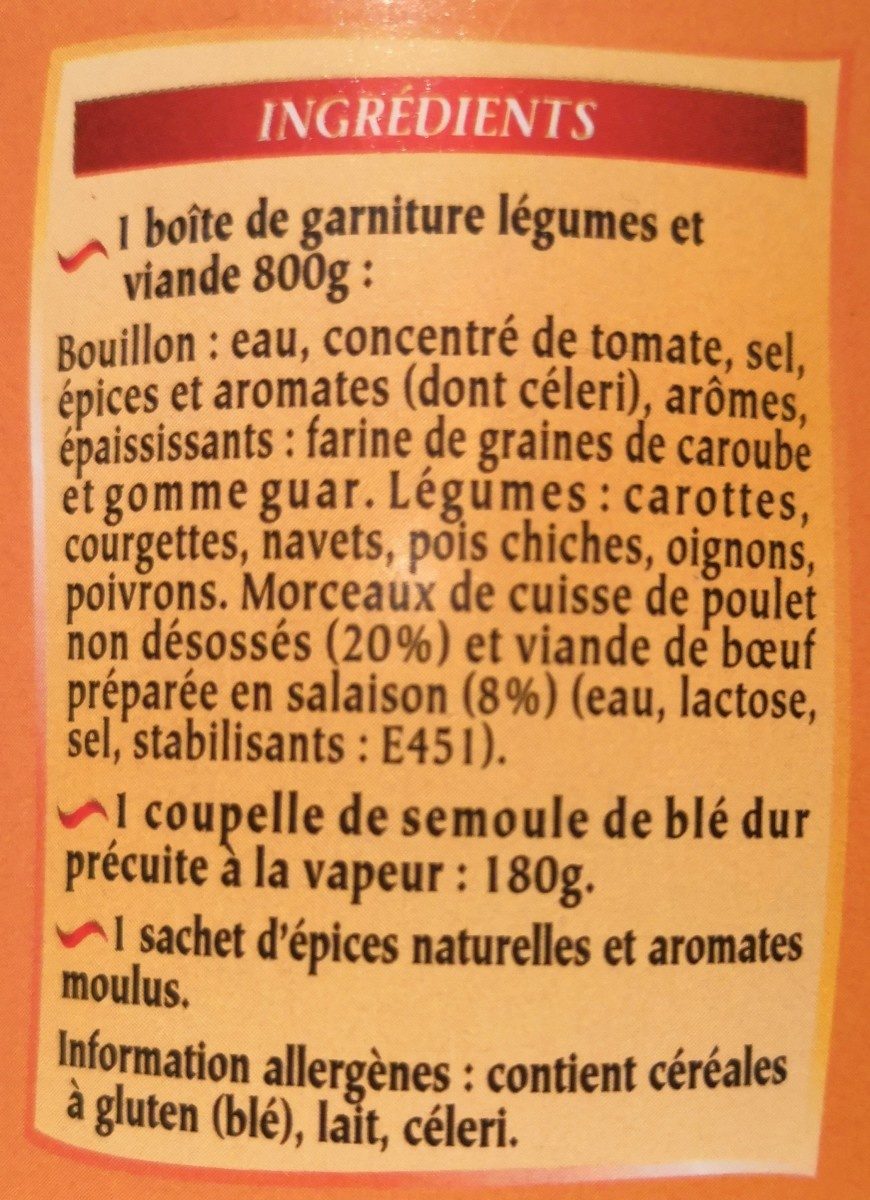 Couscous royal express - Ingrédients
