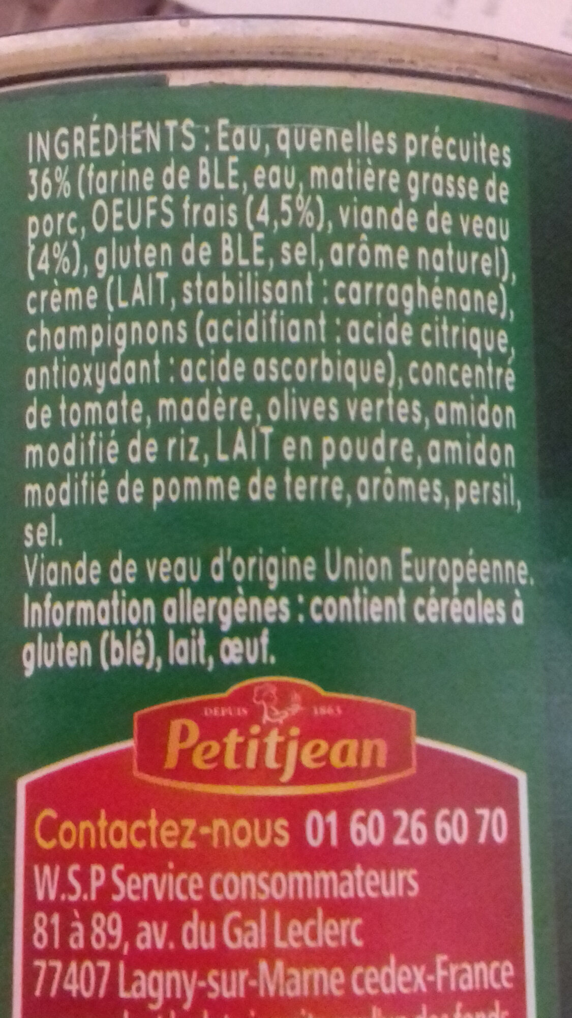 6 quenelles de veau - Ingredienti - fr