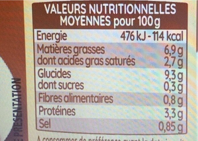 Quenelles de volaille sauce forestière - Nutrition facts - fr