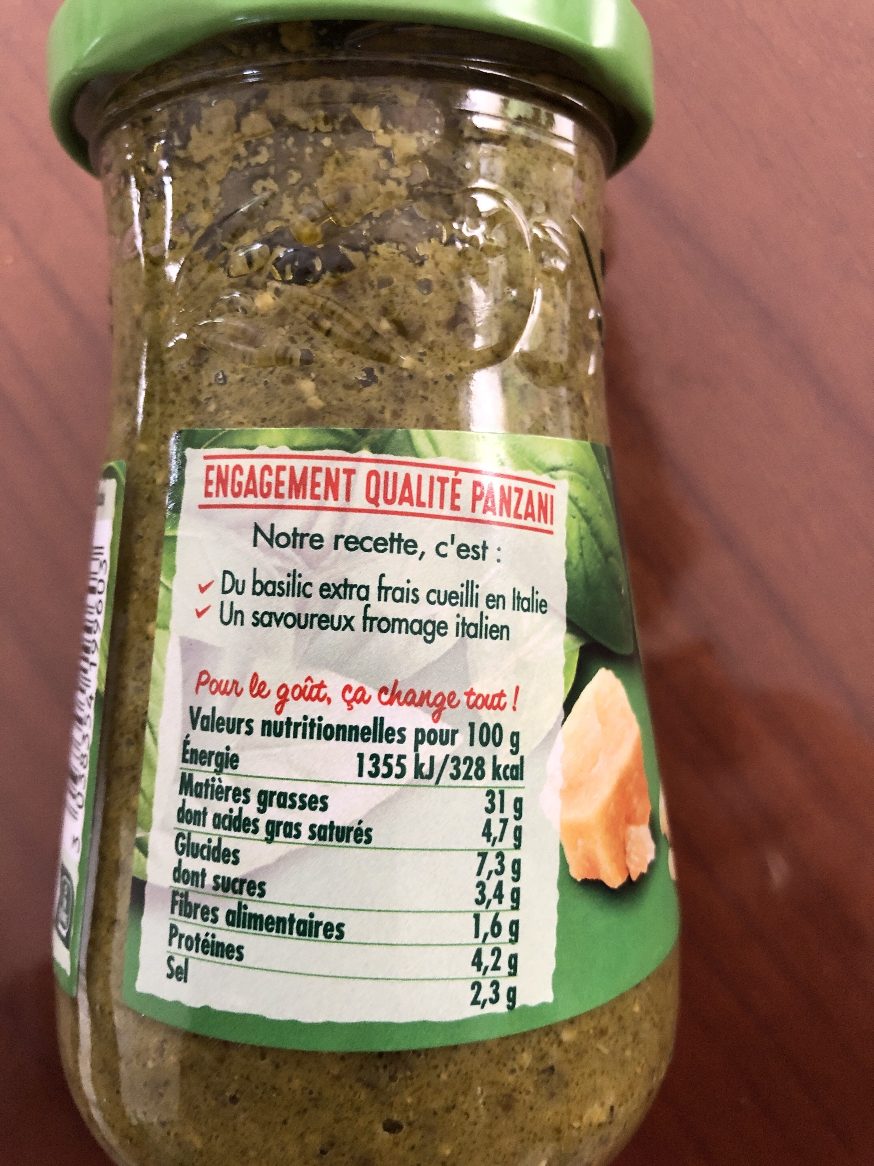 Pesto Basilic extra frais - Tableau nutritionnel