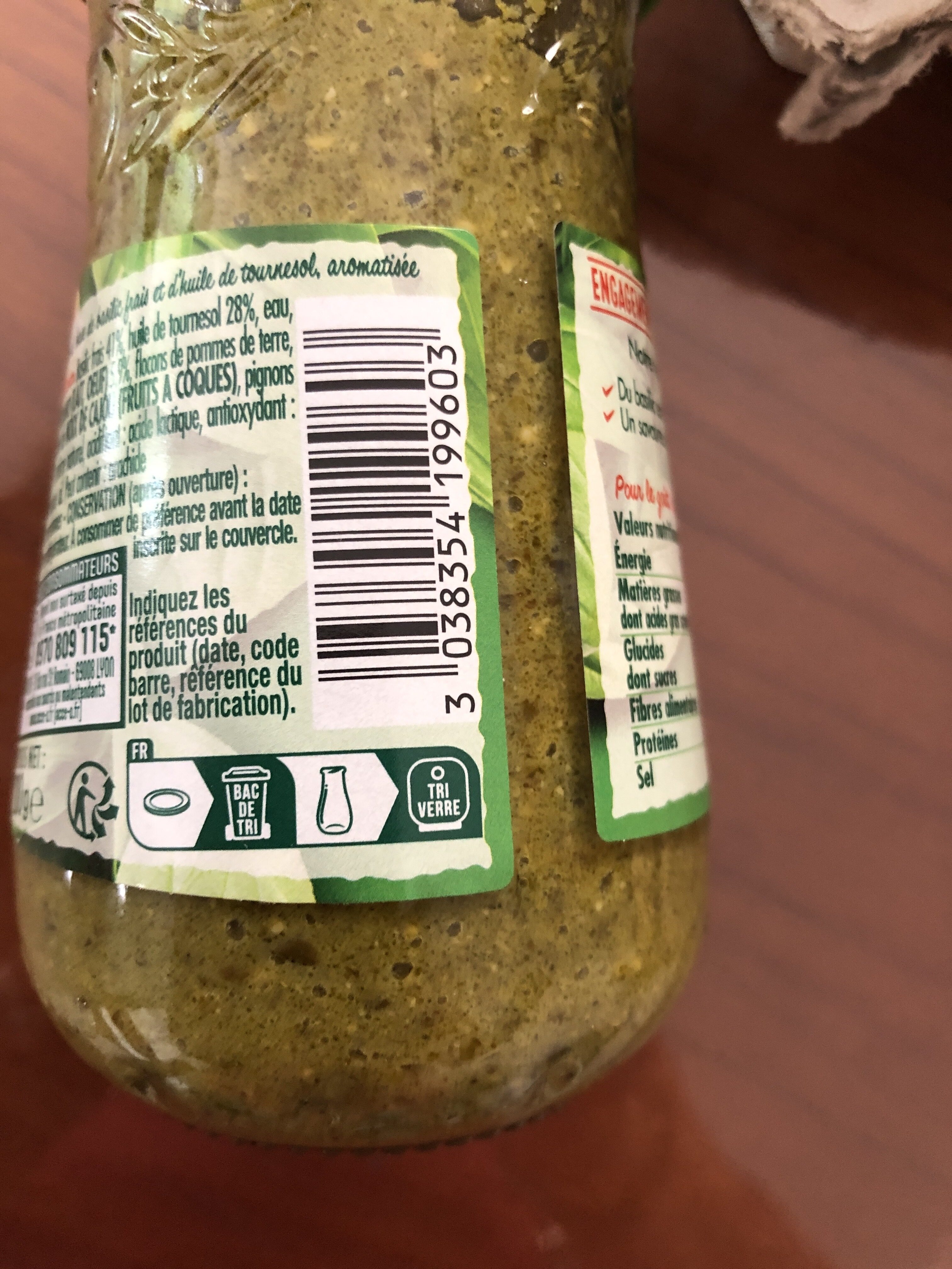 Pesto Basilic extra frais - Instruction de recyclage et/ou informations d'emballage