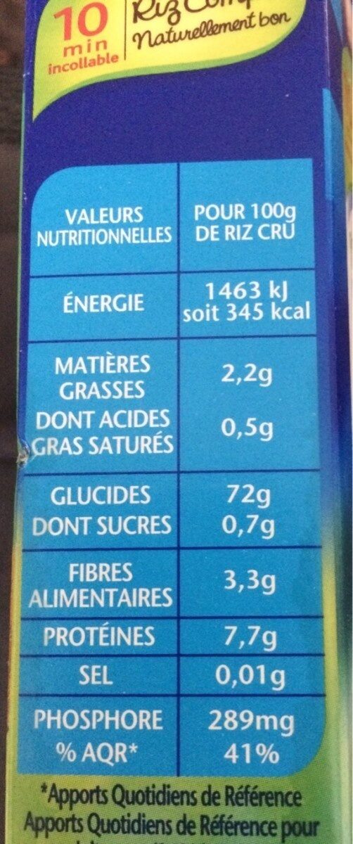 Lustucru riz complet vrac - Nutrition facts - fr