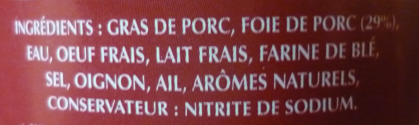 Pâté de Foie - Ingrediënten - fr