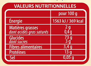Couscous facile - Información nutricional - fr
