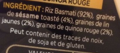 Gold Basmati & Sésame Toasté - Ingrédients