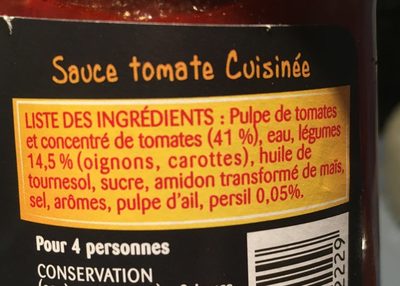 Sauce veloutée tomates cuisinées - Ingredients - fr