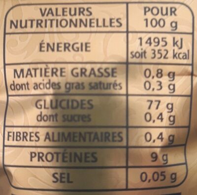 Riz basmati imperial - Valori nutrizionali - fr