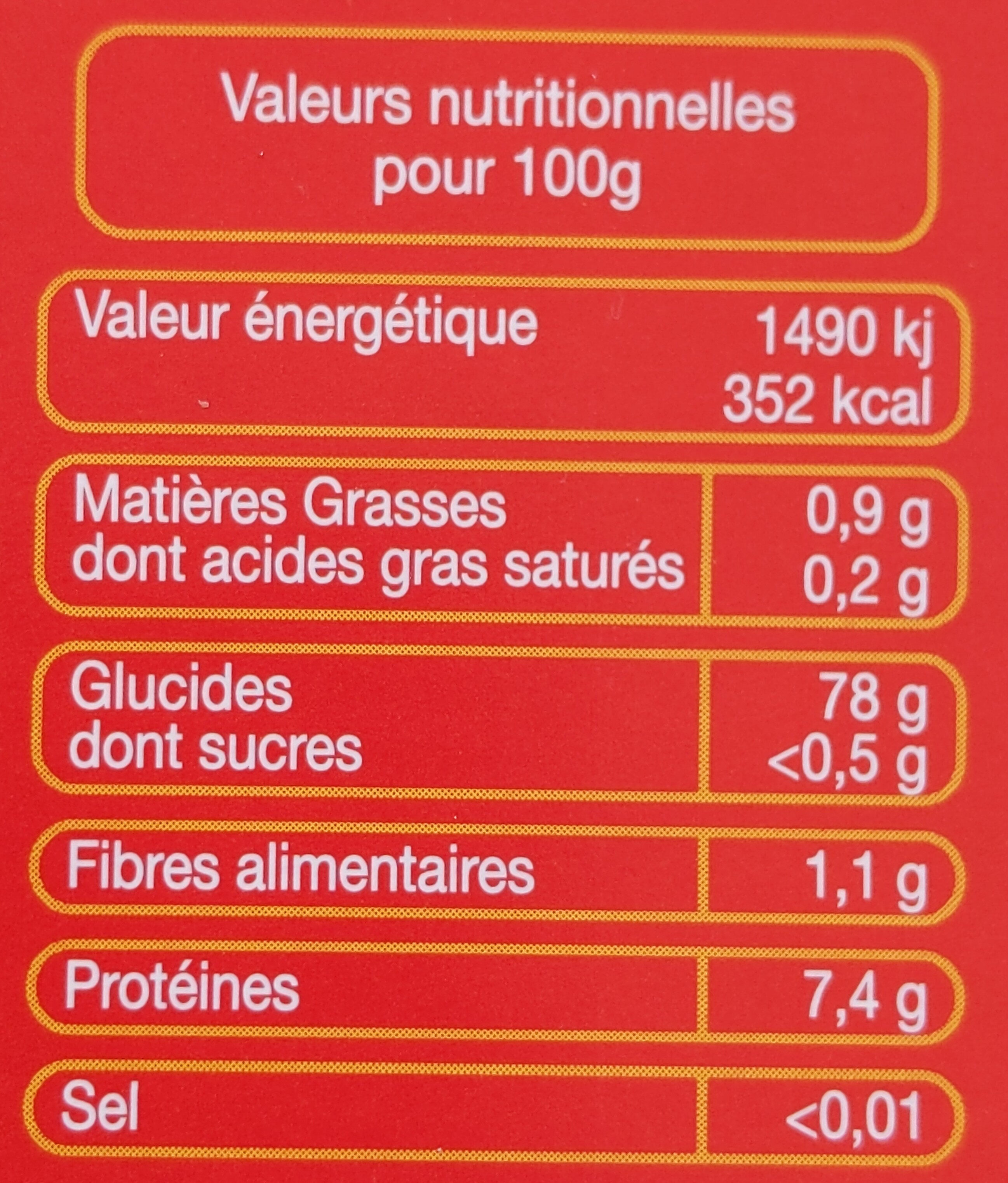 Riz Méditerranéen de Camargue - Valori nutrizionali - fr