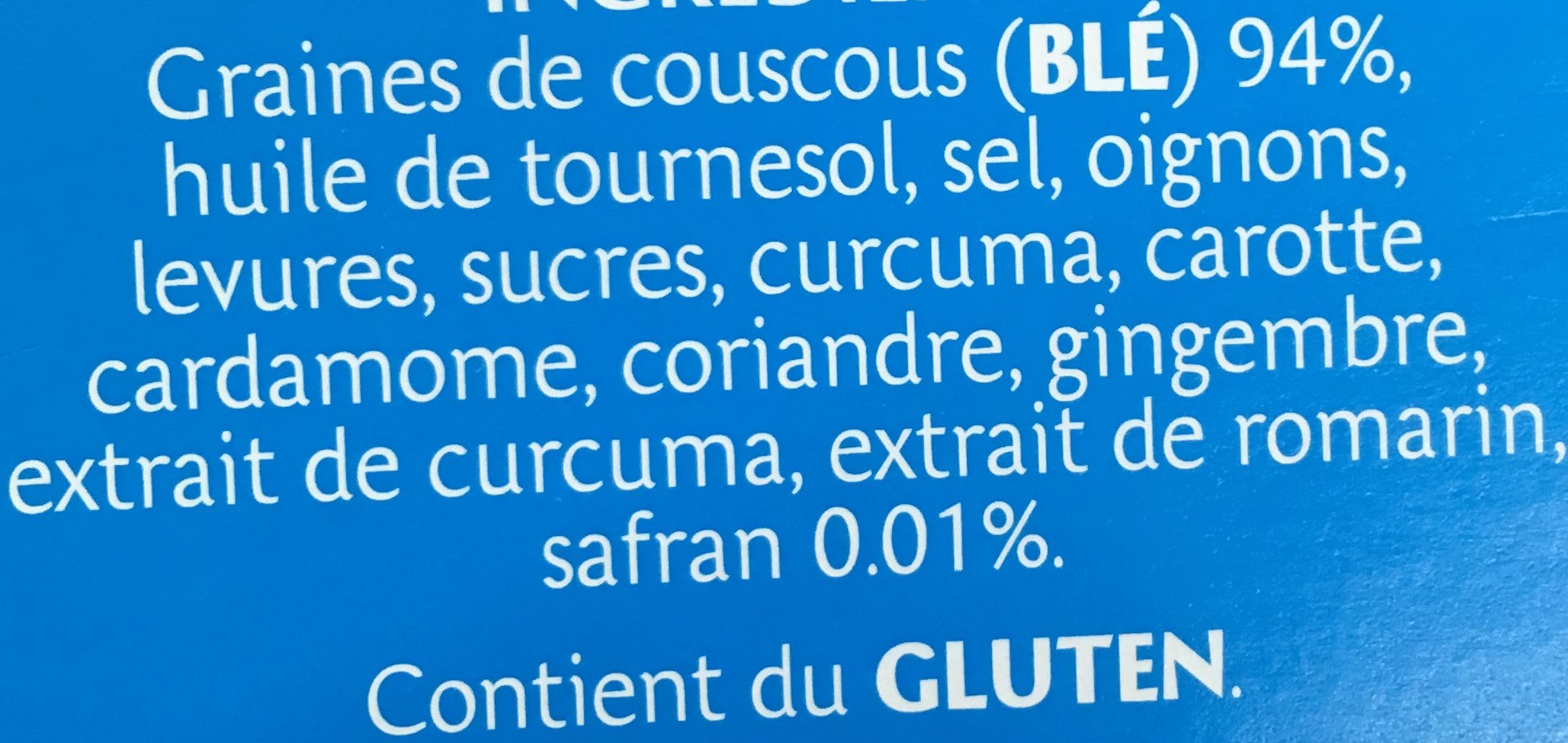 Couscous Safran Doux - Ingredients - fr