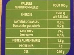 Riz long grain incollable - Valori nutrizionali - fr