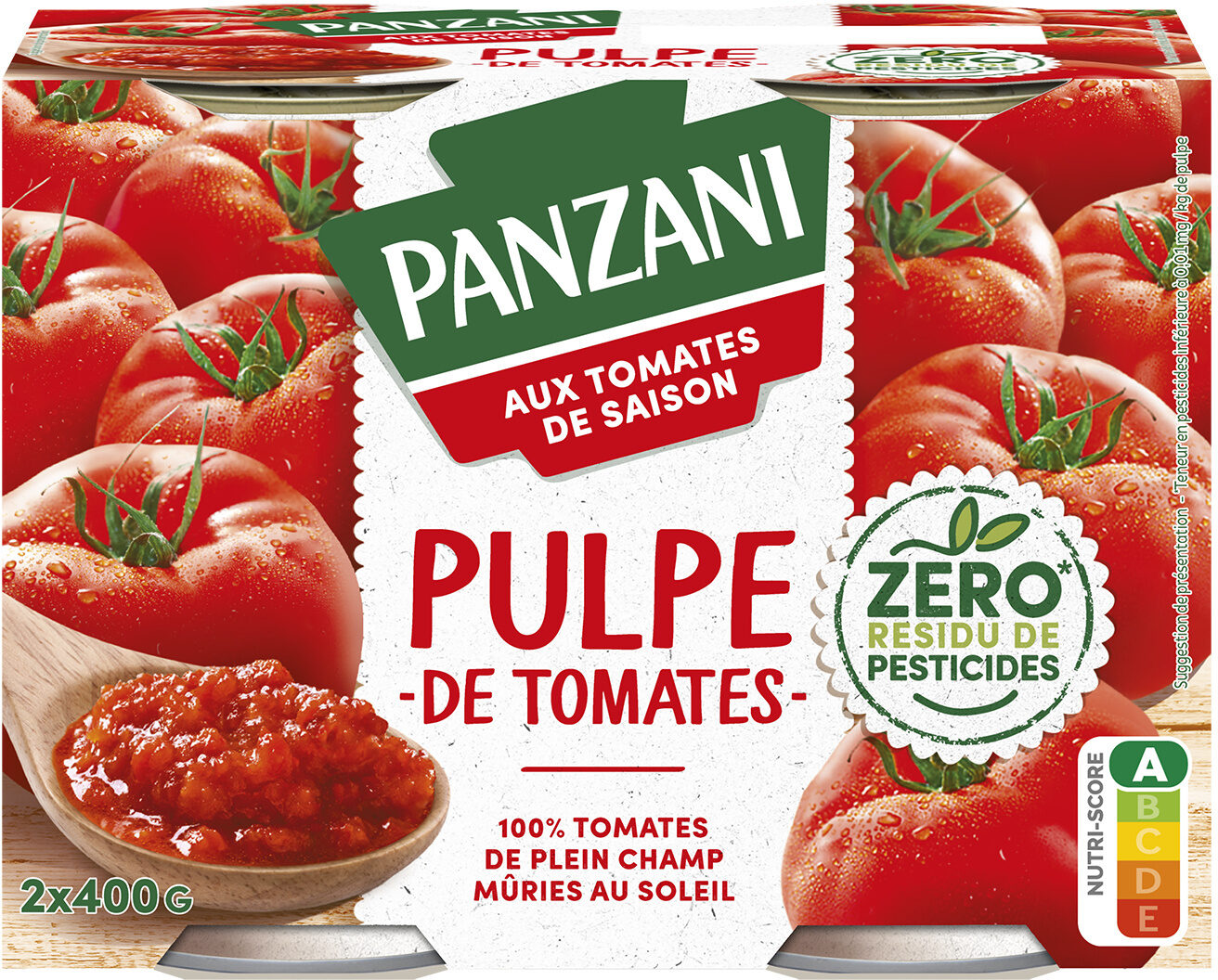 Panzani pulpe fine zero residu de pesticide 2x400g - Produit