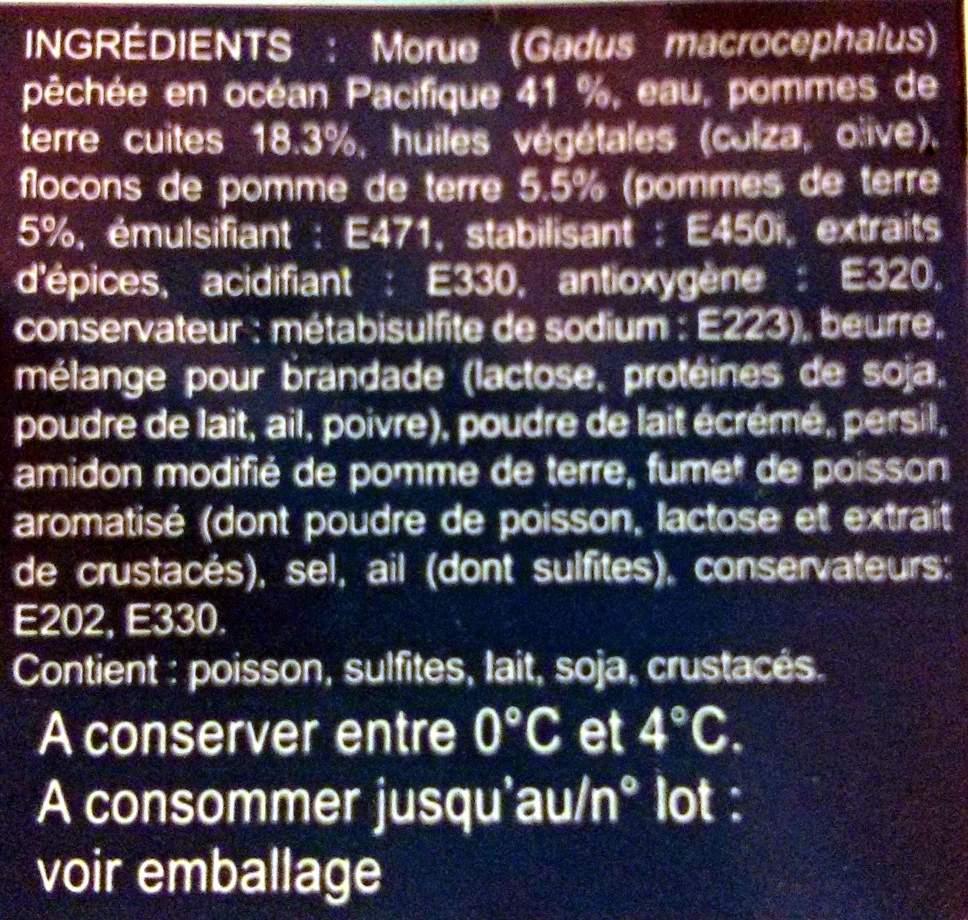 Brandade de Morue Parmentière - Ingredients - fr