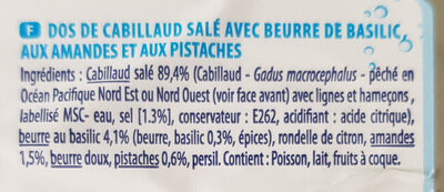 Dos de Cabillaud Amandes et Pistaches - Ingredients - fr