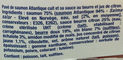 Pavé Minute : Saumon Cuit sauce Beurre Citron - Ingredients - fr