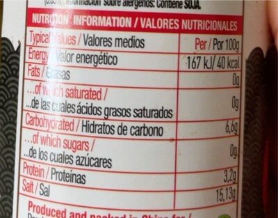 Tradicional SOY Sauce - Nutrition facts - es