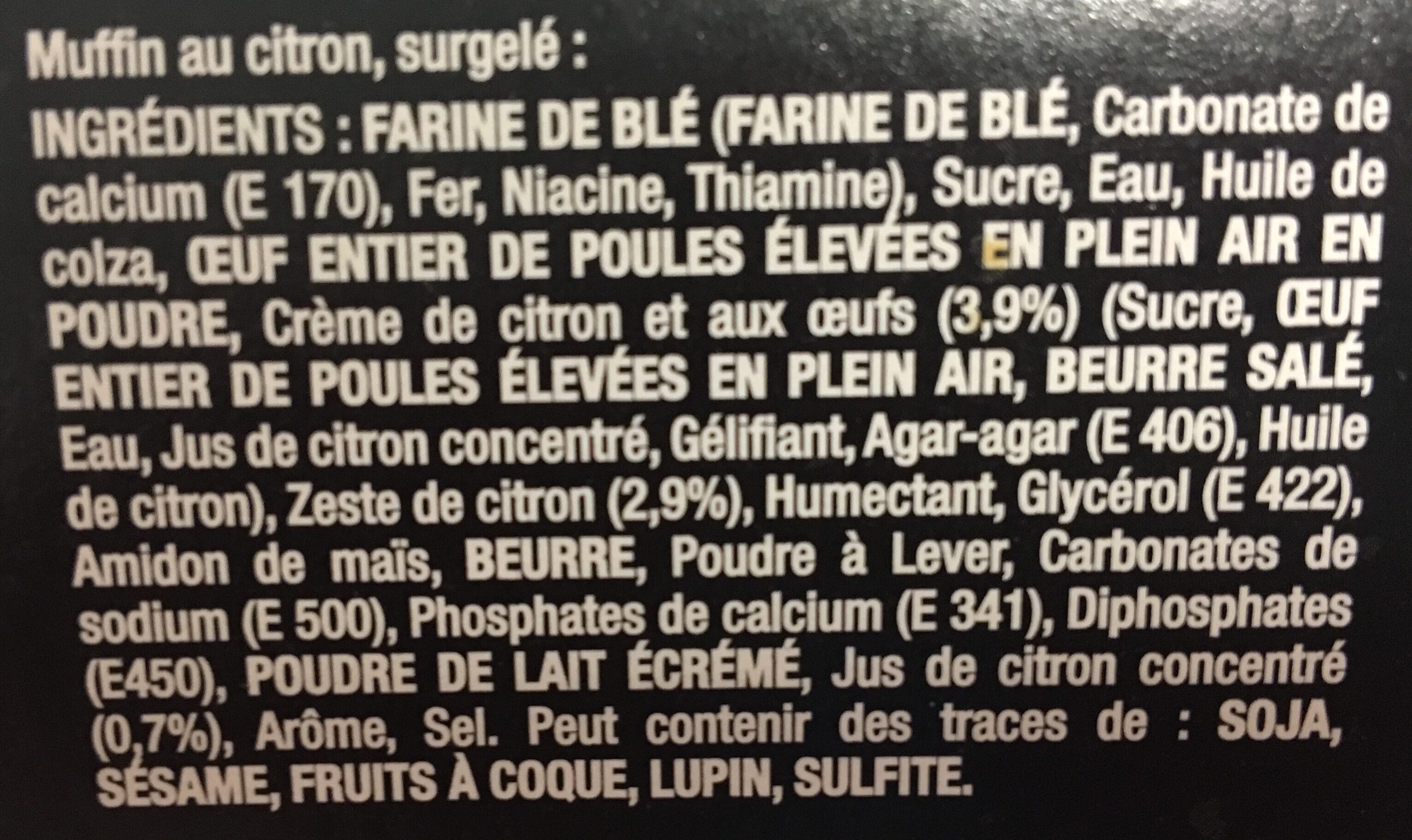 Muffins Citron X2 - Ingredients - fr
