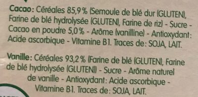 BLEDINE DOSETTES 12x20g Vanille / Cacao Dès 6 mois - Ingrédients